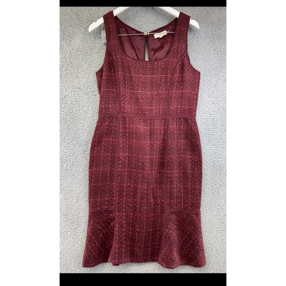 Tory Burch Drew Tweed Sheath‎ Dress Dark Plum Retail $375 – Size 8 EUC